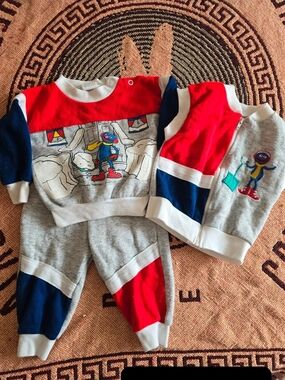 Vintage Colorblock Sesame Street Grover 3 Piece Set 12 Months